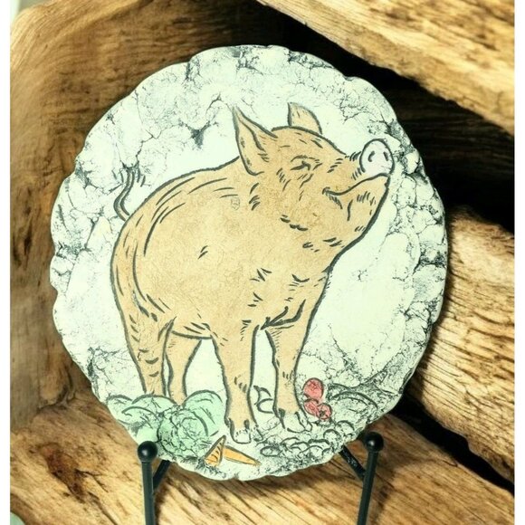 Shapes of Clay by Stan Mt St Helens Ash Wilbur Pig Plaque Decor Farmhouse Vtg - Picture 1 of 5